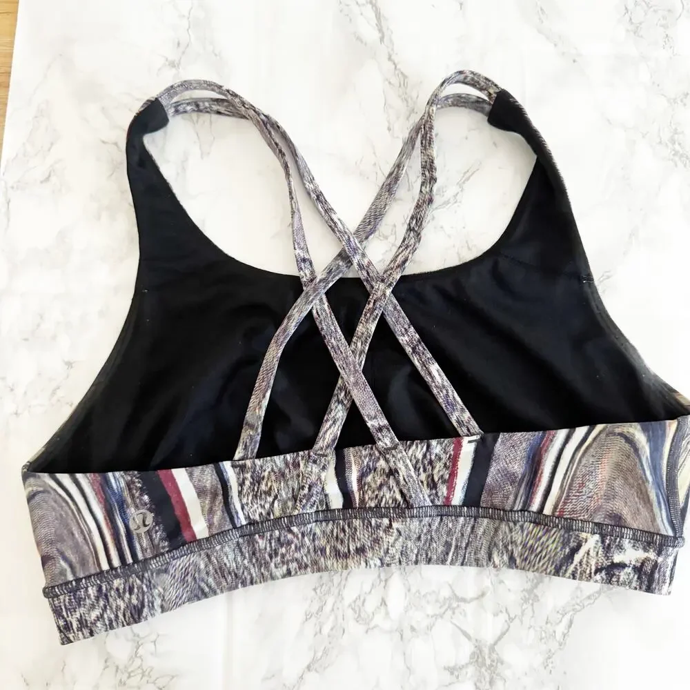 LULULEMON Energy Nulux Sports Bra Polychromatic Multi Black 10